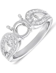14K White Gold 0.52cttw Round Diamond Semi Mount Engagement Ring