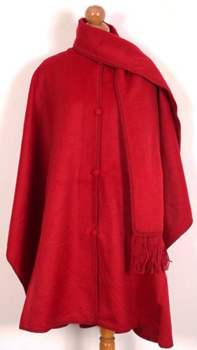 Deep Red Baby Alpaca Wool Cloak Cape, With Attached Scarf. Very Warm Still Light Deep Red Baby Alpaca Wool Cloak Cape, With Attached Scarf. Very Warm Still Light