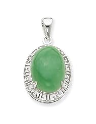 Sterling Silver Jade Greek Key Pendant