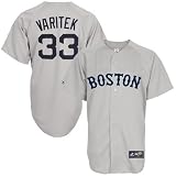 MLB Men's Boston Red Sox Jason Varitek Road Gray Short Sleeve 6 Button Synthetic Replica Baseball Jersey Spring 2012  (Road Gray, Small)