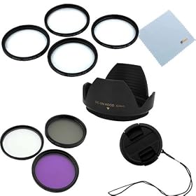 GTMax 52mm Flower Hard Lens hood with Lens Cap and Filter Accessory Kits + Cleaning Cloth for Nikon D800 D3200 D3100 D5100 D3000 D5000 Digital SLR Camera with 18-55mm f/3.5-5.6G. 55-200mm f4-5.6G Lens; Canon EF 50mm f/1.8 II Lens (with EOS 50D, 7D, EOS 450D, EOS 1000D, EOS 500D, EOS 550D and EOS 1100D Digital SLR Camera)