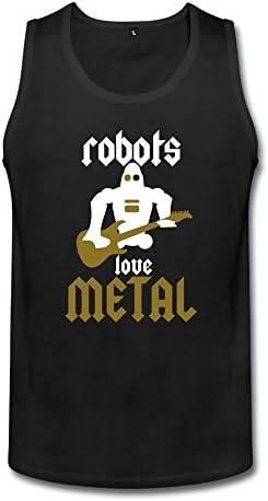 Men's Custom Tank Geek Robots Love MusicM Black