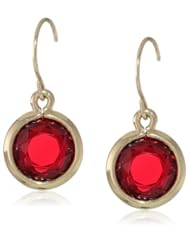 Anne Klein "Beacon" Gold-Tone and Ruby Red Earwire Drop Earrings