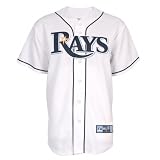 MLB Youth Tampa Bay Rays Evan Longoria White Home Short Sleeve Replica Button Front Jersey By Majestic (White, Medium)