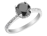 White and Black Diamond Engagement Ring 1.50 Carat (ctw) in 14K White Gold