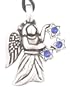 Blue Rhinestone Stars Angel Pewter Pendant Necklace