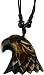 Funky Jewellery Horn Pendant Black Cord Necklace - Eagle
