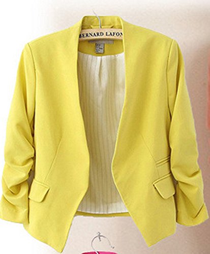 テーラードジャケット ドレス スーツ スリム　タイト　美しい　春　ヨーロピアン　シルエット イエロー (オリジナル・ブレスレットとサシェセット)