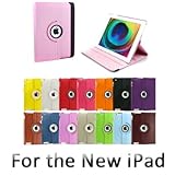 GMYLE (TM) Pink Rotating Magnetic Smart Leather Stand Cover Case Perfect Fit for New iPad 3 (3rd Generations)