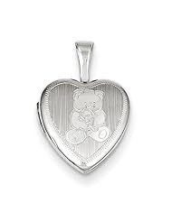 Sterling Silver Teddy Bear 12mm Heart Locket