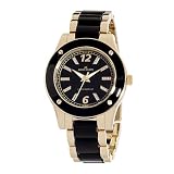 AK Anne Klein Women's 109180BKGB Gold-Tone and Black Plastic Dress Watch