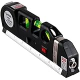 Qooltek Multipurpose Laser Level laser measure Line 8ft+ Measure Tape Ruler Adjusted Standard and Metric Rulers