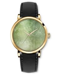 SPRAWL Aanalog Fashion Series Gold Ladies Watches of Genuine Black Leather Strap,Unique Wrist Watch for Women Girls Designed with Love on the Board