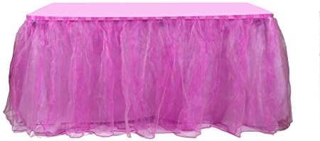 NOXZ Inc Organza Table Skirt for Every Occasions, Fuchsia - 21 Ft