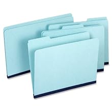 Globe-Weis Pressboard File Folder, 1 Inch Expansion, 1/3 Tabs, Letter Size, 25-Pack, Blue (615 1-3 BLU)