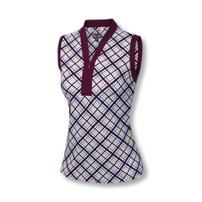 SportingGoods: Adidas 2008 Women's ClimaCool Sleeveless Plaid Print Golf Top