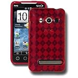 Red Cruzer Argyle High Gloss TPU Soft Gel Skin Case - For HTC EVO 4G