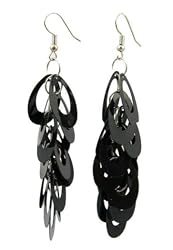 Earrings - E373 - Sequin Dangle - Pucci ~ Black