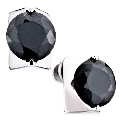 Pugster Black Raindrop Crystal Re Stud Earrings
