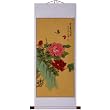 Hand-Painted 48" Oriental Wall Art Scroll - Peony Blossom With White Border