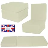 Gilda ® Large chair bed pouffe - Natural 100% cotton fabric - fold out guest bed