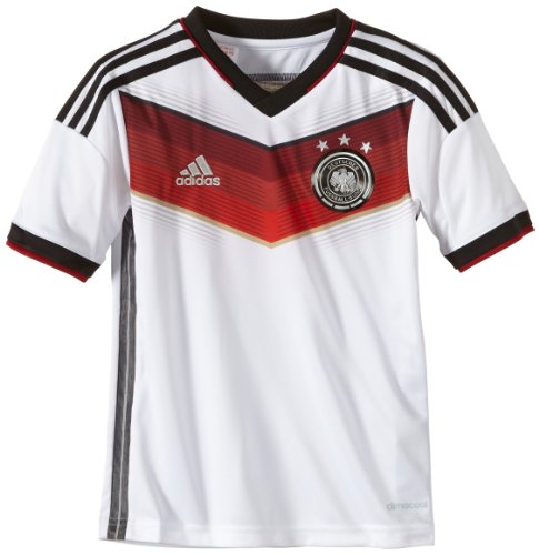 Adidas Kinder Kurzärmliges Fußballtrikot Dfb Home Jersey, White/Black/Victory Red/Matte Silver, 128, G75073