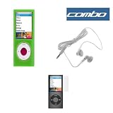 Solid Light Green Snap On Crystal Cover Case + White Stereo 3.5mm Headset + Clear Reusable LCD Screen Protector for Apple Nano Chromatic 8GB 16GB 4G 4th Generation