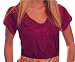 Tulle Magenta/Pink V-Neck Shirt with Embroidery Detail