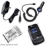 4 Pieces Value Combo Of Motorola Razr V3 V3m V3c V3i OEM Original Vehicle Power Charger with IC Chip SYN0847 + OEM Original Travel/Home AC Charger SPN5185 + OEM Original Leather Case with Belt Clip VLV31 + OEM Original Standard Battery BR50
