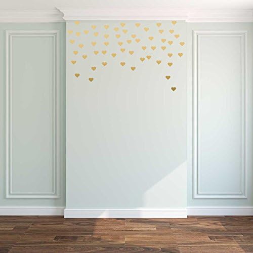 Gold Hearts Confetti Wall Decal Stickers - WB048