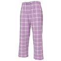 Lavender and White tartan plaid check tie cord flannel cotton pants for lounging, sleep, sports. Unisex relaxed fit,