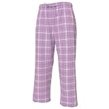 Lavender and White tartan plaid check tie cord flannel cotton pants for lounging, sleep, sports. Unisex relaxed fit, available in 5 Adult sizes