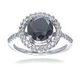 3.50 CT Black Diamond Engagement Ring in 14K White Gold (Available In Sizes 4 - 10)