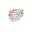 14K Tri Color Gold 1/4 ct. Diamond Stackable Ring