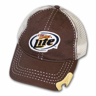 Miller Lite Brewing Company Hat - Brown Trucker Bottle Opener Cap