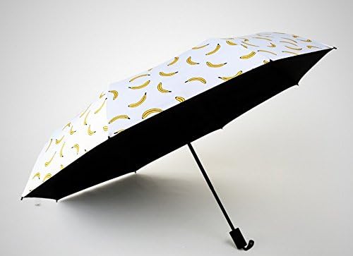 Anti-UV Sun Umbrella Triple Folding uv Protected Parasol Travel Umbrella Compact Windproof Rainstoppers Creative Funny Cute Banana Beige
