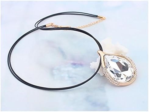 18K Gold GP Glittering White Swarovski Crystals Pendant Chain Necklace Teardrop