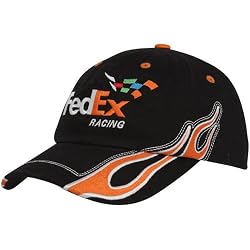 NASCAR Checkered Flag Denny Hamlin Black Exhaust Flames Adjustable Hat