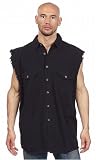 Mens denim black sleeveless shirt with buttons