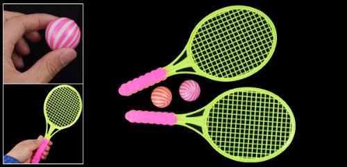Children Plastic Toy Yellow Badminton Racket w Balls