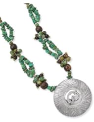 .925 Silver, Turquoise, Wood & Pearl Necklace- 18+ IN