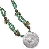 .925 Silver, Turquoise, Wood & Pearl Necklace- 18+ IN