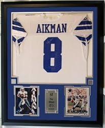 Troy Aikman Autographed Dallas Cowboys Home Jersey Including Two 8" x 10" Photograph and Jersey in a 36" x 44" Deluxe Frame Shadow Box