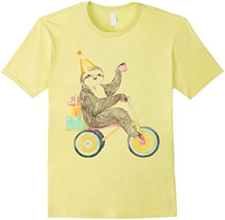 Men's Birthday Sloth T-Shirt Large Lemon
