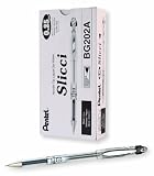 Pentel Arts Slicci 0.25 mm Extra Fine Gel Pen, Black Ink, Box of 12 (BG202-A)