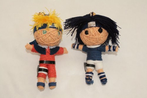 Naruto vs. Sasuke Set of 2 Voodoo String Doll Keychain Lucky Charm