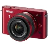 NIKON 1 J1 – red + 10-30 mm Lens + Lithium-ion Battery (equivalent to EN-EL14) + Pocketpod Mini Tripod + 8 GB Class 10 SDHC Memory Card + SLM-C200 semi-rigid protective case – black . Picture