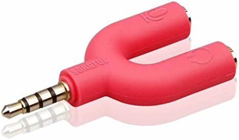 Jamyson Headset Adapter Kit U Shape 3.5mm Y Splitter for Audio Headphone and MIC (Red)