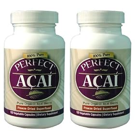 100% Organic ACAI Pure Freeze Dried Fruit Berry, 2 Bottles (120 Capsules Ea Bottle)