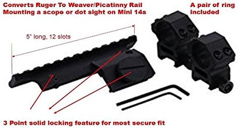 Duty 14 Ranch Scope Mount with Rings Weaver Base for Ragger Mini-14, Mini-30 and Ranch, See_Thru by Golden Eye Tactical
